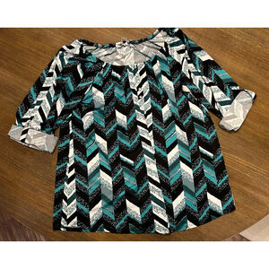 NOTATIONS WOMAN Tunic 1X Black Teal Chevron